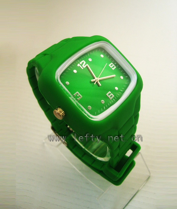 silica gel anticlockwise watch(green)